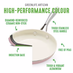 GreenLife Artizan Healthy Ceramic Non-Stick 12-Piece Cookware Pots and Pan Set, Stainless Steel Handle, PFAS-Free, Induction, Oven Safe, Turquoise