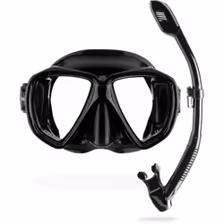 Cressi Set Ranger & Dry - Snorkel Set for Adults, Mask and Snorkel in Practical Case, Black / Black