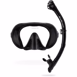 CRESSI Musa+ Scilla Combo Black - Adult Combo Set Musa Snorkeling Mask and Scilla Snorkel, Black, One Size