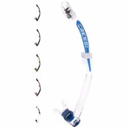 Cressi Itaca Ultra Dry Snorkel - Snorkel Dry for Free Diving and Snorkeling, Transparent/Metal Blue, One Size, Unisex Adult