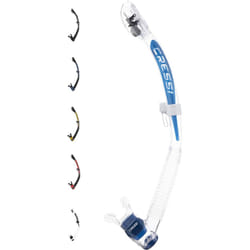 Cressi Itaca Ultra Dry Snorkel - Snorkel Dry for Free Diving and Snorkeling, Transparent/Metal Blue, One Size, Unisex Adult