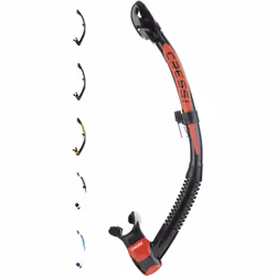 Cressi Itaca Ultra Dry Snorkel - Snorkel Dry for Free Diving and Snorkeling, Black/Red, One Size, Unisex Adult