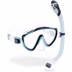 CRESSI Tinetto & Iguana Dry Blue Navy/Ice Cyan - Kids Snorkeling Kit (Mask & Snorkel) for Children from 6 to 10 Years Old, Bl ...
