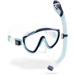 CRESSI Tinetto & Iguana Dry Blue Navy/Ice Cyan - Kids Snorkeling Kit (Mask & Snorkel) for Children from 6 to 10 Years Old, Blue Navy/Ice Cyan