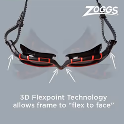 Zoggs Predator Flex Goggle, UV Protection Swim Goggles,Red/Black/Smoke Polarized, regular