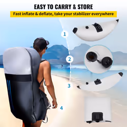 VEVOR Kayak Outrigger Stabilizer, 2 PCS, PVC Inflatable Outrigger Float with Sidekick Arms Rod, Standing Float Stabilizer System Kit for Kayaks,