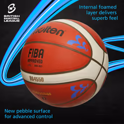 Molten Basketball | Unbeatable B6G4550 | Official BBL British Basketball League Match Ball | Composite Leather | Indoor | Size 6 | For Boys age 12-14,