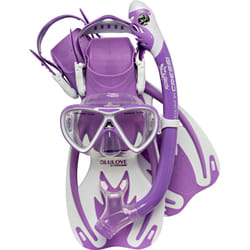 Cressi Unisex-Youth Rocks Pro Dry Children Mask Fins Snorkel Set, Lilac/White, S/M-1/2 Y, SE264131