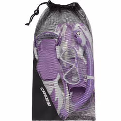 Cressi Unisex-Youth Rocks Pro Dry Children Mask Fins Snorkel Set, Lilac/White, S/M-1/2 Y, SE264131