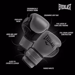 Everlast P00002306 Powerlock 2R Training Glove Charcoal 14OZ