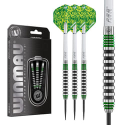 WINMAU Advance 500 Series Tungsten Green 26 Gram Steeltip Darts Set with Flights and Shafts (Stems)