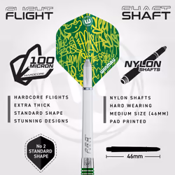 WINMAU Advance 500 Series Tungsten Green 24 Gram Steeltip Darts Set with Flights and Shafts (Stems)