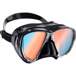 CRESSI Big Eyes Mask Black/Black 380 UV Bluee/Orange Lenses - Single Big Eyes Mask for Diving and Snorkelling, Black/Black 38 ...