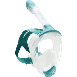 CRESSI Java Full Face Mask Clear/Aquamarine S/M-Unisex Full Face Snorkel Mask, Ultra Clear Anti Fog Lens, 100% Silicone, Snorkel Dry with Safety
