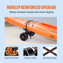 VEVOR Heavy Duty Kayak Cart, 320lbs Load Capacity, Detachable Canoe Trolley Cart with 10'' Solid Tires, Adjustable Brackets & Nonslip Support Foot,