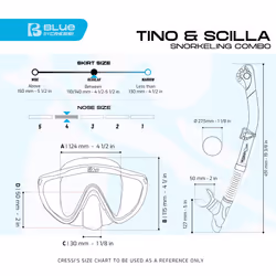 CRESSI Tino & Scilla Clear/Blue Navy - Adult Combo Set Tino Snorkeling Mask and Snorkel Scilla, Clear/Blue Navy, One Size