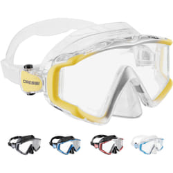 CRESSI Liberty Triside Mask - Panoramic 3 Glass Mask for Diving and Snorkelling, Clear/Yellow Silver, One Size, Unisex Adult