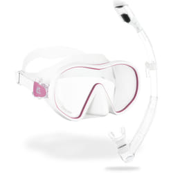 CRESSI F-Dual + Supernova Dry Combo - Unisex Diving Mask F-Dual rimless and Dry Snorkel for Snorkelling and Scuba Diving, Colour White Pink/Clear