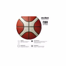 Molten BG3800 Basketball, Indoor, FIBA Approved, Composite Leather, Size 5, Orange/Ivory, Suitable For Boys Age 7, 8, 9, 10 & 11, Girls age 12 & 13