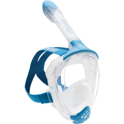 CRESSI Java Full Face Mask Clear/Blue S/M-Unisex Full Face Snorkel Mask, Ultra Clear Anti Fog Lens, 100% Silicone, Snorkel Dry with Safety Valves,
