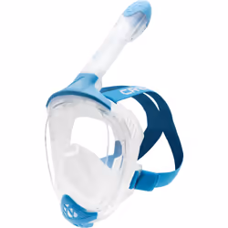 CRESSI Java Full Face Mask Clear/Blue S/M-Unisex Full Face Snorkel Mask, Ultra Clear Anti Fog Lens, 100% Silicone, Snorkel Dry with Safety Valves,