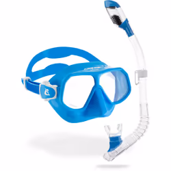 CRESSI Rombo + Mini Dry Combo Azure Clear/Azure - Junior Combo Set, Mask Rombo and Mini Dry Snorkel, Transparent/Azure, One S ...