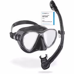 Cressi Big Eyes Evolution Mask & Alpha Ultra Dry Snorkel - Dive Combo Set, One Size, Black/HD Mirrored Lens, Adult Unisex