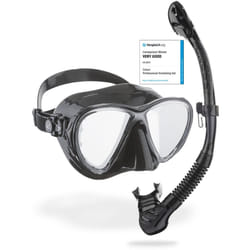 Cressi Big Eyes Evolution Mask & Alpha Ultra Dry Snorkel - Dive Combo Set, One Size, Black/HD Mirrored Lens, Adult Unisex