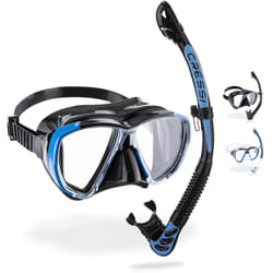 CRESSI Big Eyes+Alpha Ultra Dry Combo Black/Azure - Combo Set Mask + Snorkel UD for Diving and Snorkelling, Black/Azure, One Size, Adults