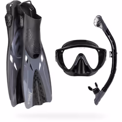 CRESSI Tino Adventure Set Black/Graphite [L/XL] - Snorkel Set Tonga Fins, Tino Mask and Scilla Snorkel for Snorkelling and Di ...