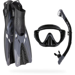 CRESSI Tino Adventure Set Black/Graphite [L/XL] - Snorkel Set Tonga Fins, Tino Mask and Scilla Snorkel for Snorkelling and Diving, Black/Graphite,