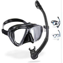 CRESSI Big Eyes+Alpha Ultra Dry Combo Black/Black - Combo Set Mask + Snorkel UD for Diving and Snorkelling, Black/Black, One Size, Adults
