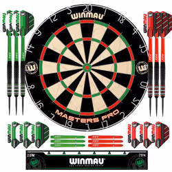 Winmau Darts - Masters Pro Premium Bristle Dartboard Set - Includes Dart Board, Darts, Flights, Shafts and Oche Strip - Profe ...