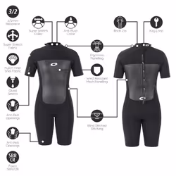 Osprey Women's Shorty 3 mm Summer Wetsuit, Adult Short Sleeve Neoprene Surfing Diving Wetsuit, Origin, Multiple Colours, S