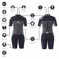 Osprey Women's Osp L - Origin Shorty Wetsuit, Black Blue, L UK