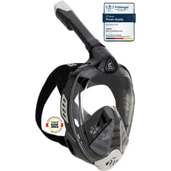 CRESSI Bali Full Face Mask Black/Grey S/M - Unisex Integral Snorkel Mask, Anti Fog Clear Lens, 100% Silicone, Dry Snorkel with Float Valve, Action Cam