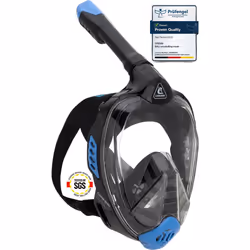 CRESSI Bali Full Face Mask Black/Blue S/M - Unisex Integral Snorkel Mask, Anti Fog Clear Lens, 100% Silicone, Dry Snorkel wit ...