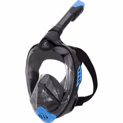 CRESSI Bali Full Face Mask Black/Blue S/M - Unisex Integral Snorkel Mask, Anti Fog Clear Lens, 100% Silicone, Dry Snorkel with Float Valve, Action Cam