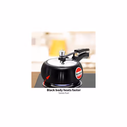 Hawkins Contura Black 2 Litre Pressure Cooker, Hard Anodised Cooker, Handi Cooker, Small Cooker, Black (CB20)