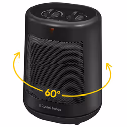 Russell Hobbs 2000W/2KW Electric Heater in Black PTC Ceramic Space Heater, Portable Oscillating 2 Heat Settings Overheat Prot ...