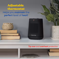 Russell Hobbs 2000W/2KW Electric Heater in Black PTC Ceramic Space Heater, Portable Oscillating 2 Heat Settings Overheat Protection, Adjustable