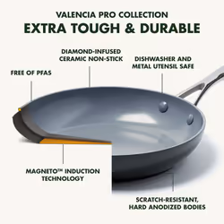 GreenPan Valencia Pro Hard Anodised Healthy Ceramic Non-Stick 20 cm / 3 Litre Stock Pot with Lid, PFAS-Free, Induction, Oven Safe, Grey