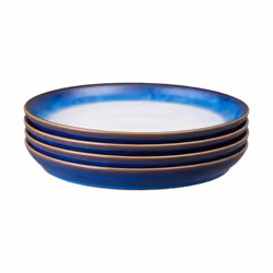 Denby - Blue Haze Coupe Dinner Plates Set of 4 - Dishwasher Microwave Safe Crockery - Large Ceramic Stoneware Tableware Plate ...