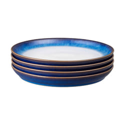 Denby - Blue Haze Coupe Dinner Plates Set of 4 - Dishwasher Microwave Safe Crockery - Large Ceramic Stoneware Tableware Plates