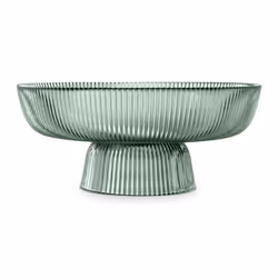 Navaris Glass Fruit Bowl - Decorative Fluted Coloured Glass Bowl for Fruit Snacks Sweets - 26cm Diameter Table Centerpiece Di ...