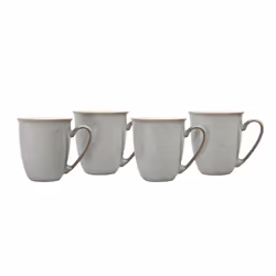 Denby - Elements Light Grey Coffee Mug Set of 4 - 330ml Stoneware Ceramic Tea Mug Set For Home & Office - Dishwasher Safe, Mi ...
