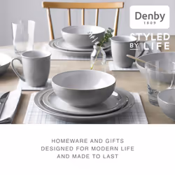 Denby - Elements Light Grey Coffee Mug Set of 4 - 330ml Stoneware Ceramic Tea Mug Set For Home & Office - Dishwasher Safe, Microwave Safe - Pale Grey,