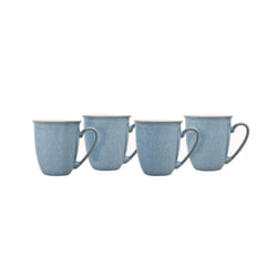 Denby - Elements Blue Coffee Mug Set of 4 - 330ml Stoneware Ceramic Tea Mug Set For Home & Office - Dishwasher Safe, Microwave Safe - Blue, White -