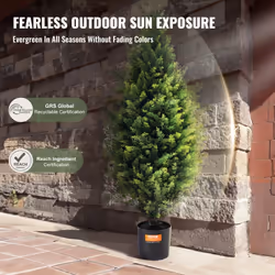 VEVOR Artificial Cedar Topiary Tree, 36 inch Tall (2 Pieces), with Extra Leaves & Pot Faux Evergreen Fake Pine Cypress Trees Plant, UV Rated