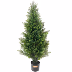 VEVOR Artificial Cedar Topiary Tree, 36 inch Tall (2 Pieces), with Extra Leaves & Pot Faux Evergreen Fake Pine Cypress Trees Plant, UV Rated